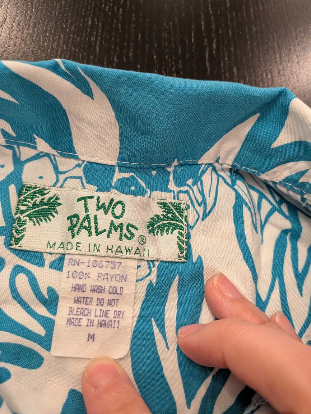 Men's Teal and White Pineapple Print Camp Shirt - Picture 4 of 6